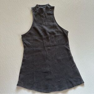 Free People Sleeveless Black Ribbed Top Smock Neck size M